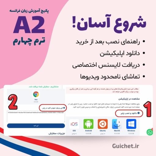 شروع آسان یادگیری زبان فرانسه سطح متوسط A2 ترم چهارم